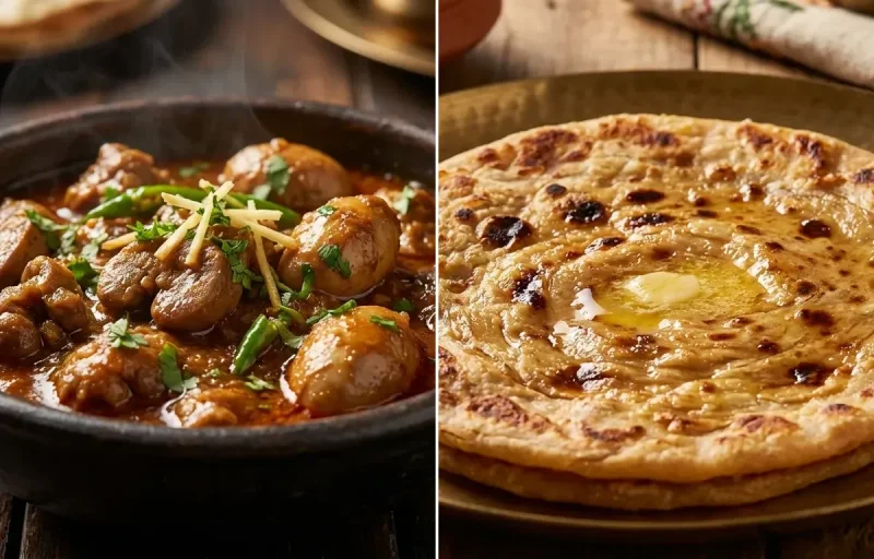 Mutton Gurda Kapoora Masala with Tawa Paratha