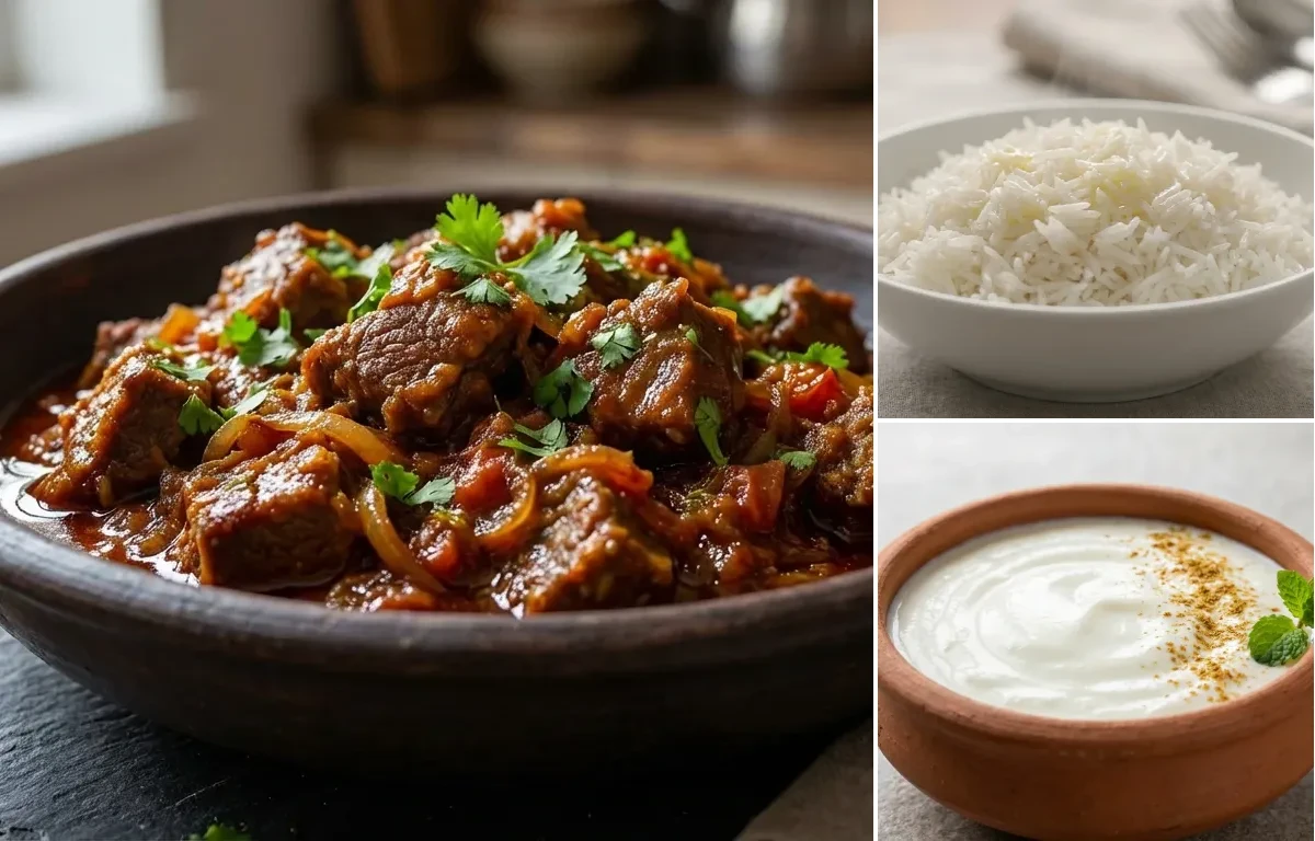 Mutton Kanti with Steamed Basmati Rice and Dahi