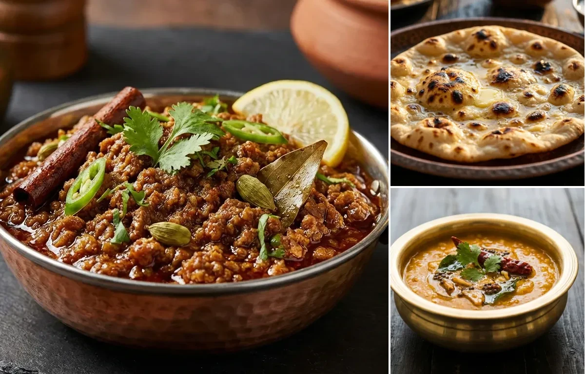 Mutton Keema Fry with Tandoori Roti and Khatti Dal