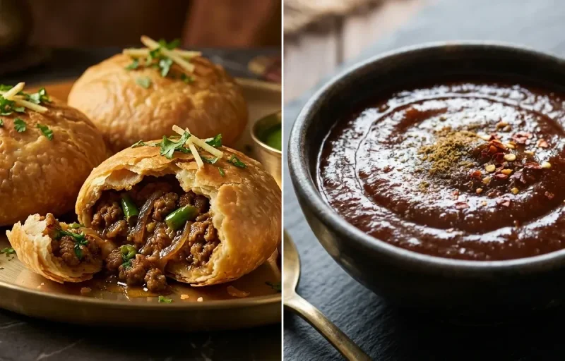 Mutton Keema Kachori with Tamarind Chutney