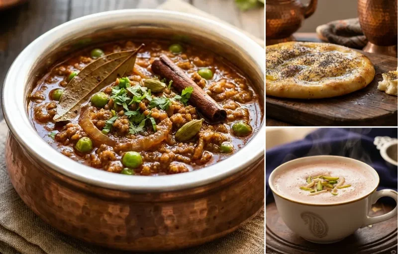 Mutton Keema Masala with Kashmiri Czot and Noon Chai