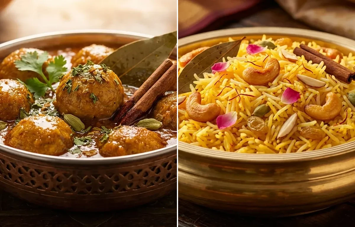 Mutton Kofta Curry with Kesar Pulao