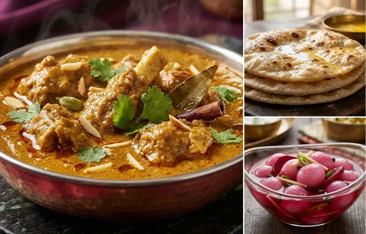 Mutton Korma with Chapati and Sirke Wale Pyaaz