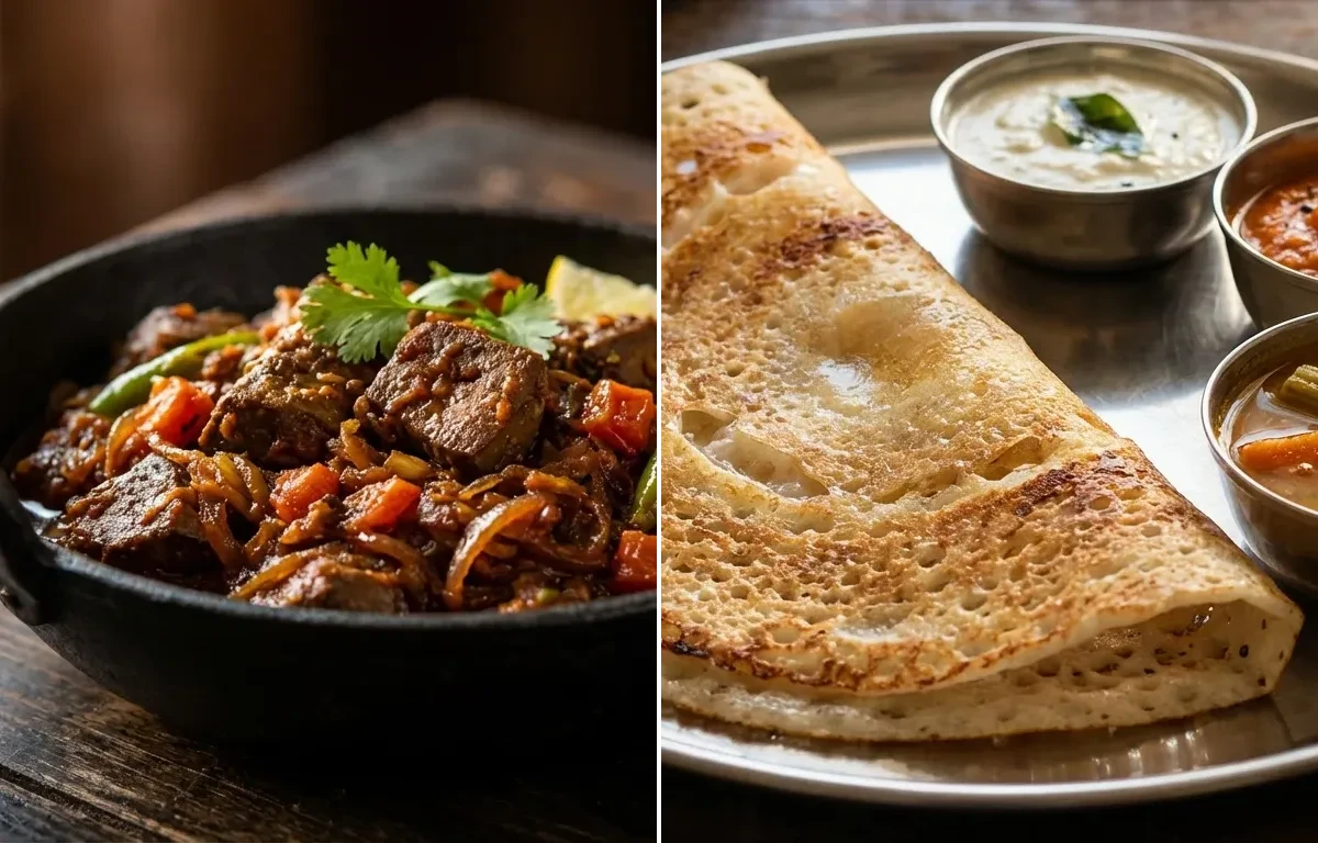 Mutton Liver Fry with Dosa