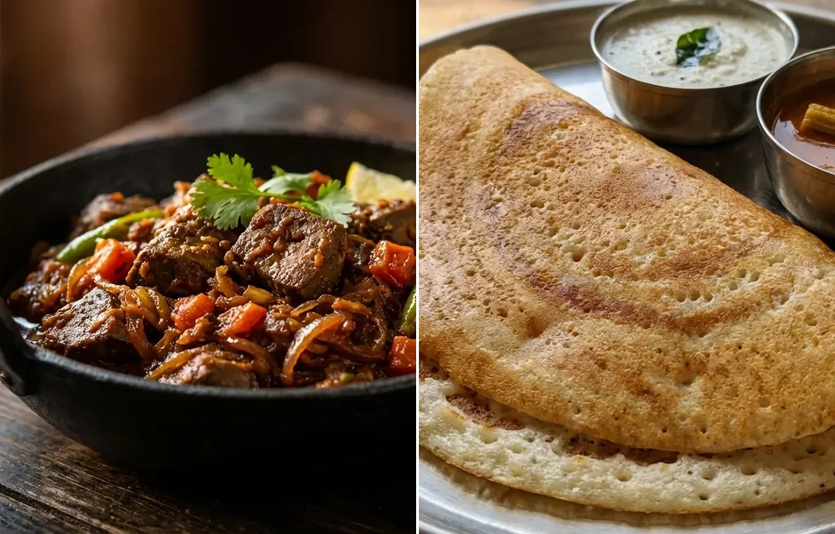 Mutton Liver Fry with Kal Dosa