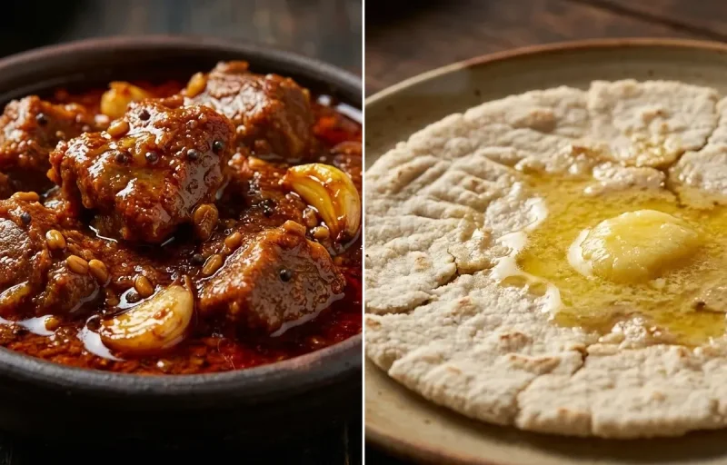 Mutton Lonche with Jowar Bhakri