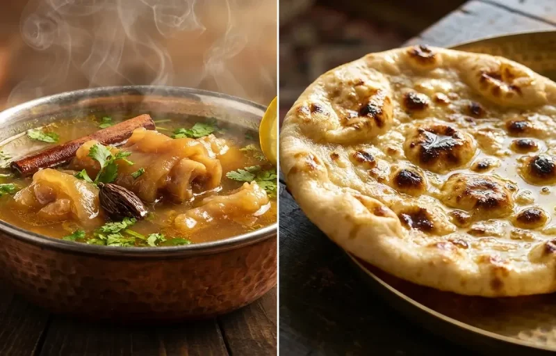 Mutton Paya Soup with Khameeri Roti
