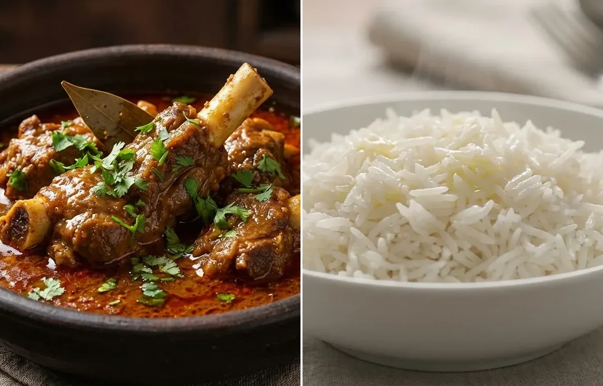 Mutton Rassa with Steamed Basmati Rice