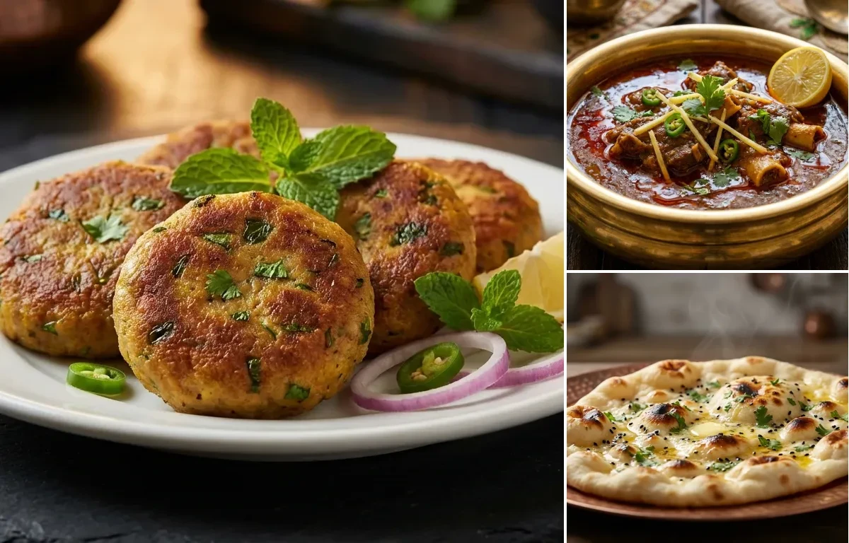 Mutton Shami Kebab with Mutton Nihari and Butter Naan
