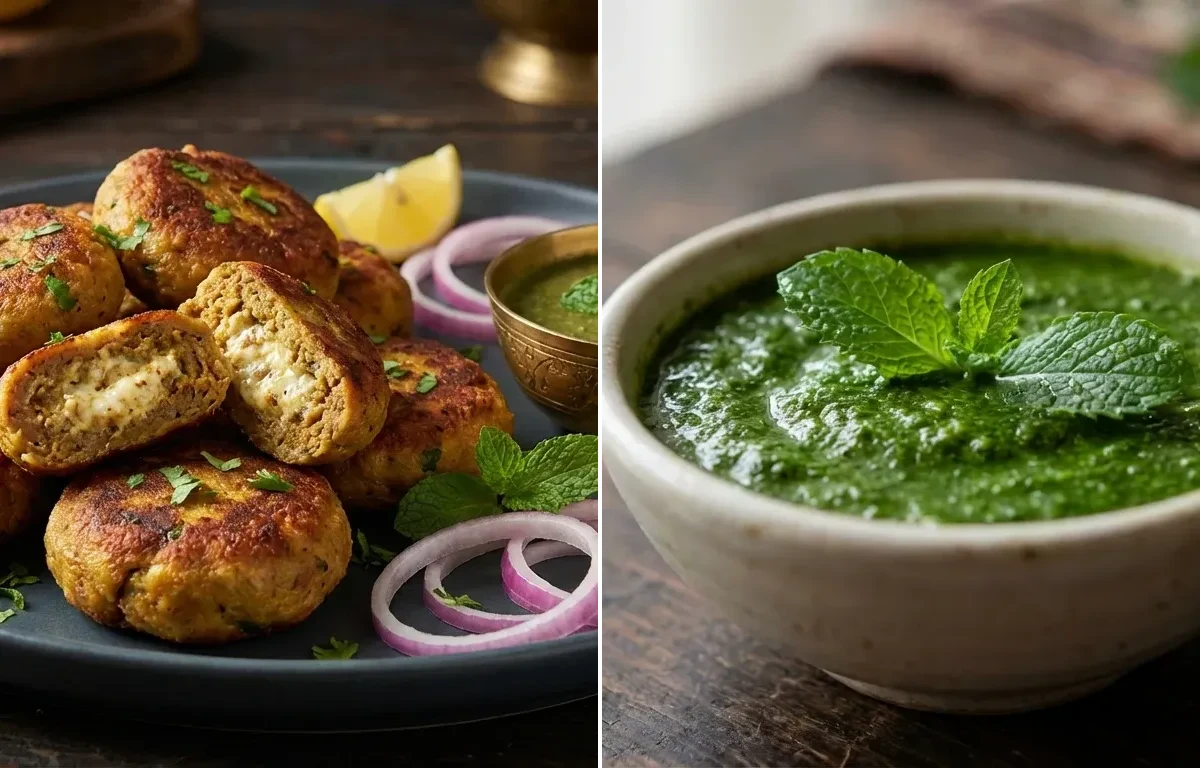 Mutton Shikampuri Kebab with Mint Chutney