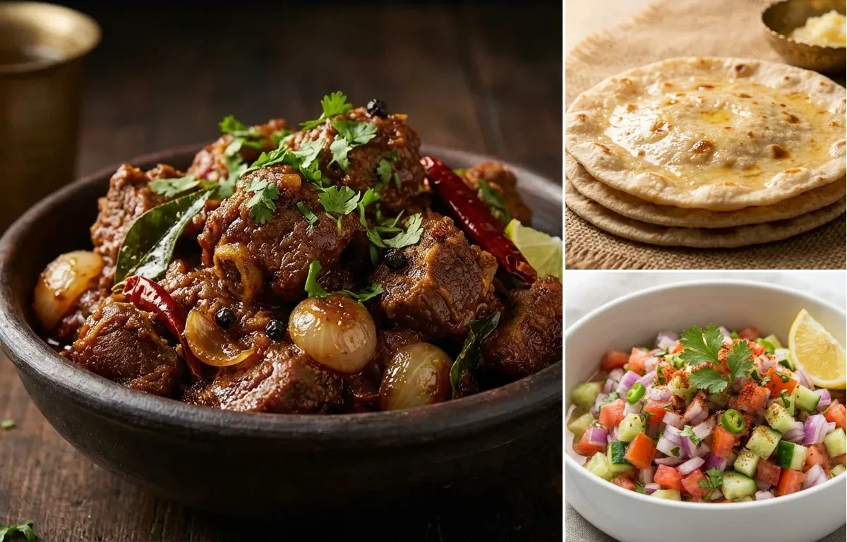 Mutton Sukka with Rotli