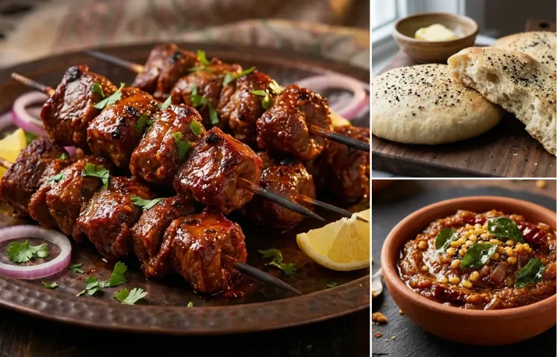 Mutton Tujji with Lavasa Bread and Onion Chutney