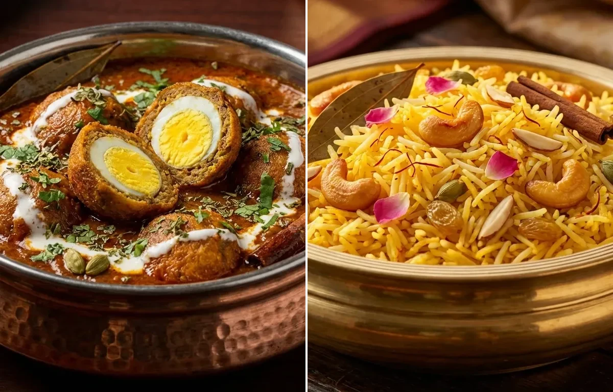 Nargisi Kofta Curry with Kesar Pulao