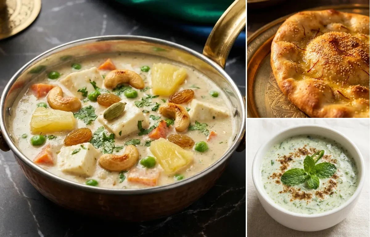 Navratan Korma with Taftan and Mint Raita