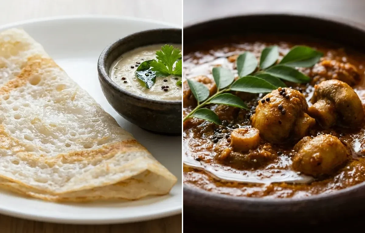 Neer Dosa with Alambe Gassi