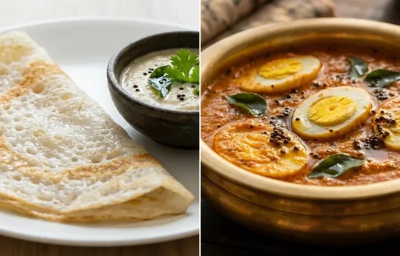 Neer Dosa with Egg Ghassi
