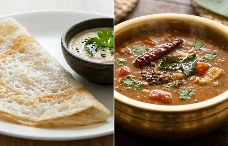 Neer Dosa with Hurali Saaru