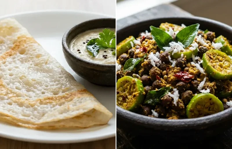 Neer Dosa with Kadle Manoli Sukka
