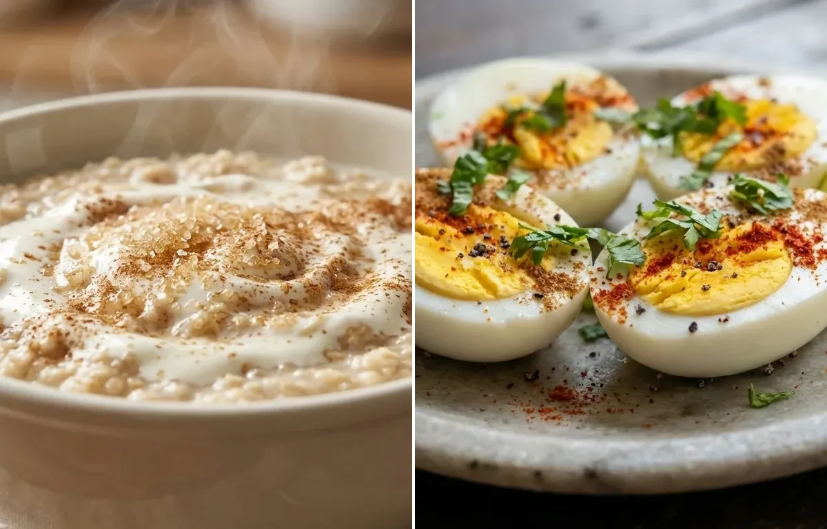 Oatmeal Porridge with Boiled Eggs