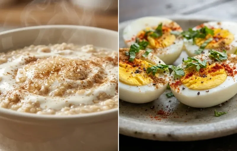 Oatmeal Porridge with Boiled Eggs