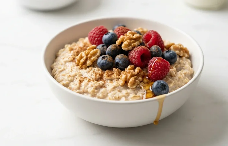 Oatmeal with Berries and Walnuts