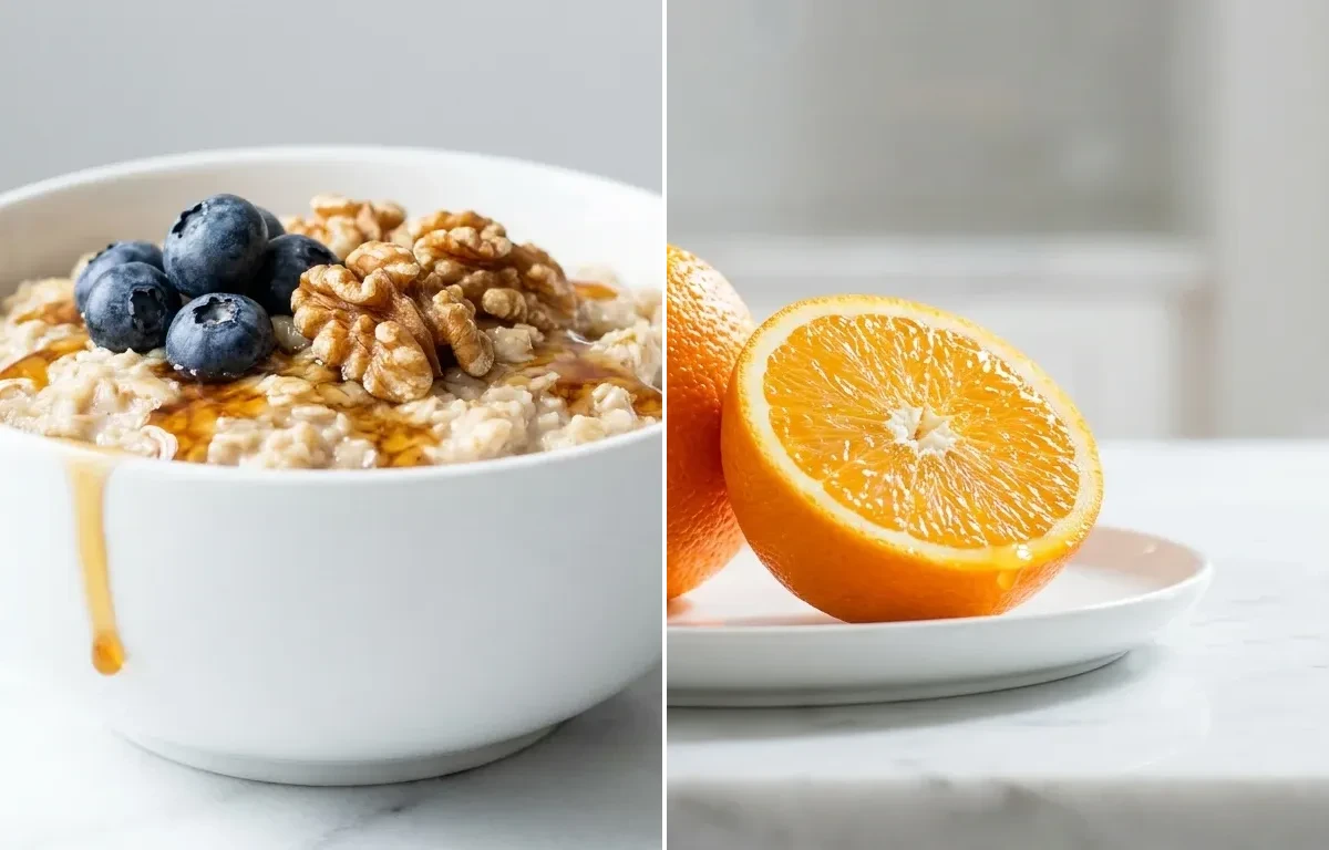 Oatmeal with Blueberries and Walnuts with Orange