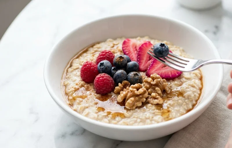 Oatmeal with Mixed Berries and Walnuts