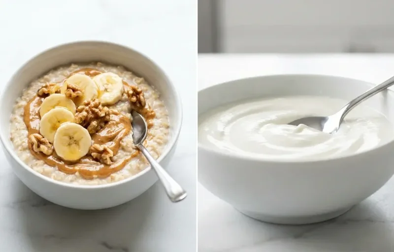 Oatmeal with Peanut Butter Banana Nuts