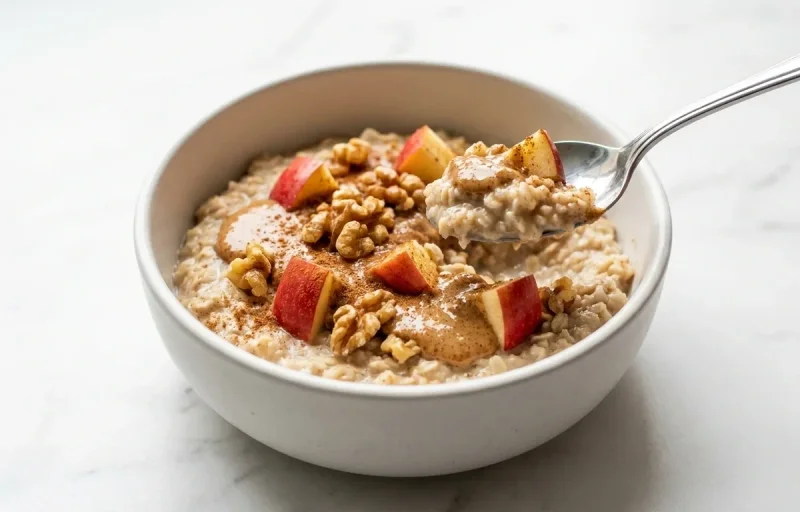 Oatmeal with Soy Milk Apple Walnuts