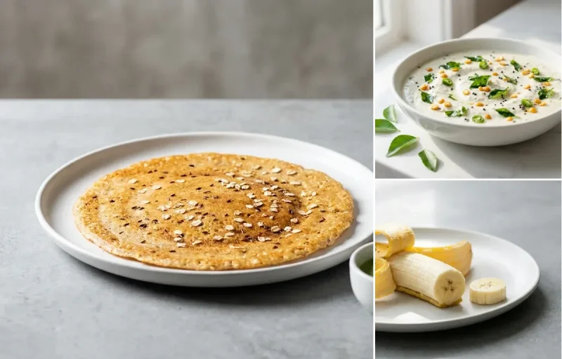 Oats Dosa with Coconut Chutney with Banana