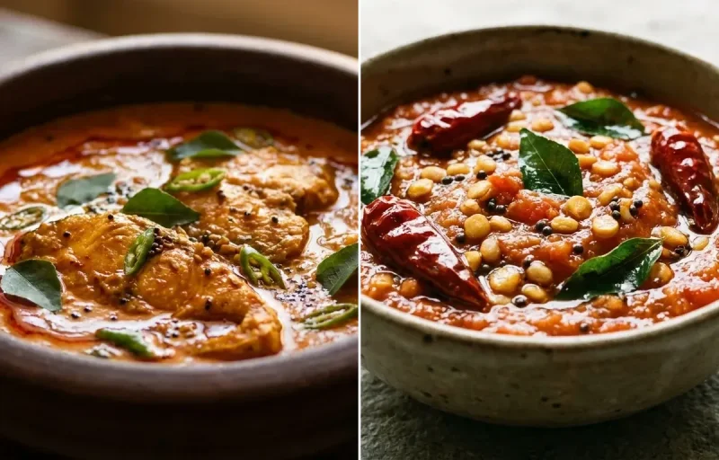 Oats Idli with Fish Curry and Tomato Chutney