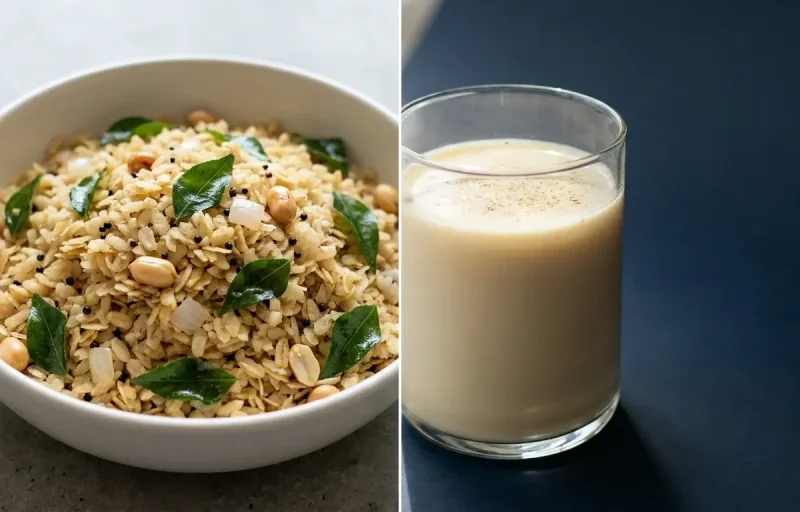 Oats Poha with Soy Milk with Walnuts Small Portion