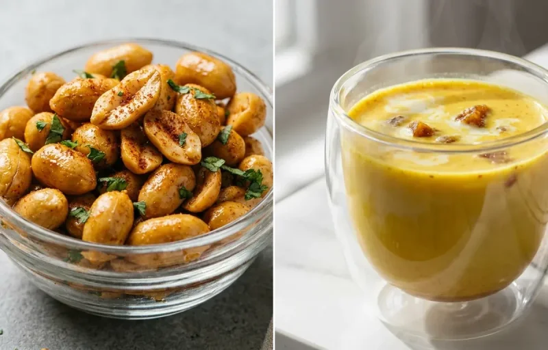 Oats Veg Upma + Peanuts + Milk