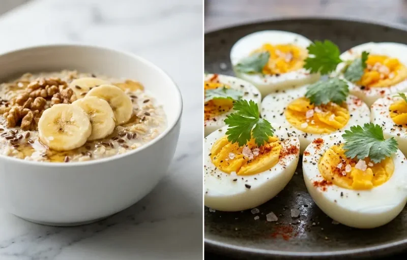Oats with Banana with Boiled Egg with Apple