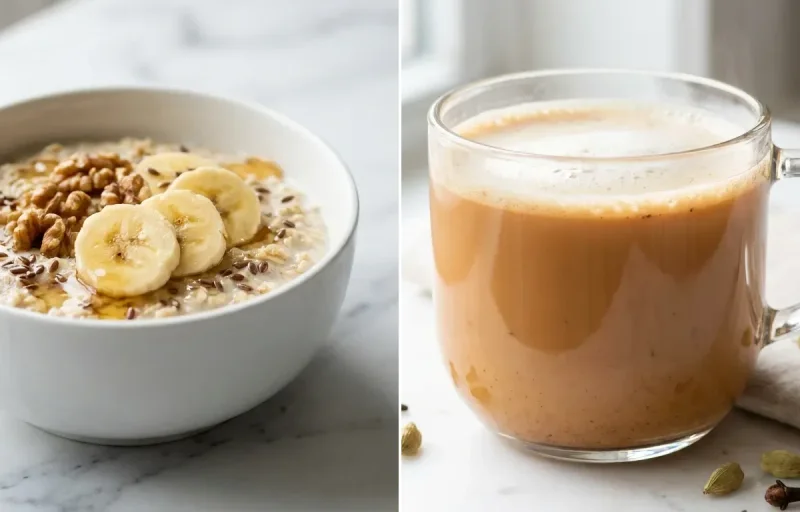 Oats with Banana with Masala Chai