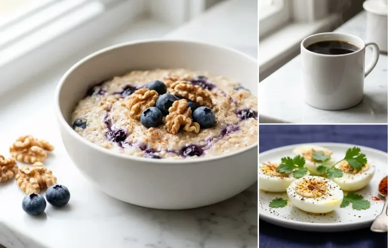 Oats with Blueberries with Black Coffee