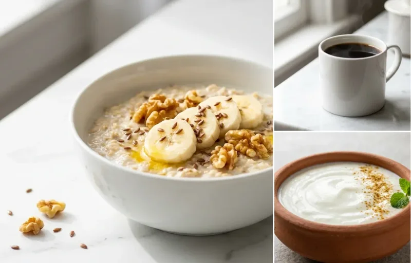 Oats with Milk with Black Coffee