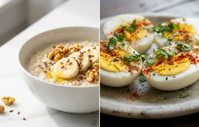 Oats with Milk with Boiled Eggs