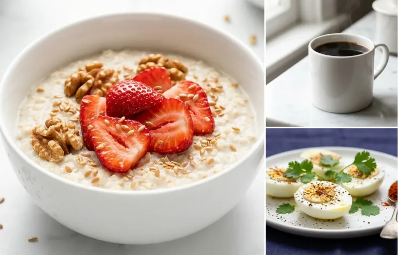 Oats with Strawberries with Black Coffee