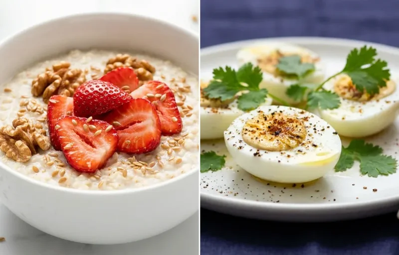 Oats with Strawberries with Boiled Egg Whites
