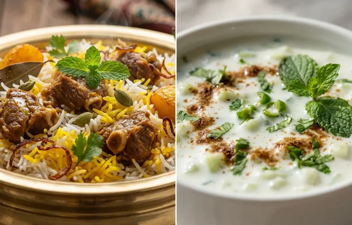 Odia Mutton Biryani with Cucumber Raita
