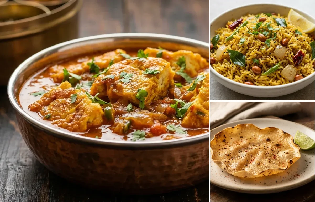 Omelette Curry with Vagharelo Bhat