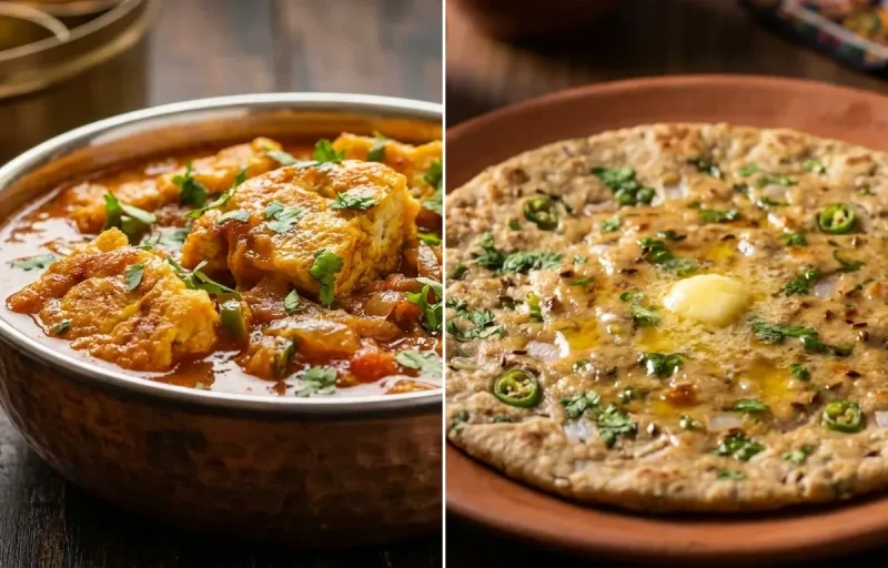 Omelette Curry with Bejar ki Roti