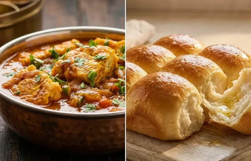 Omelette Curry with Ladi Pav