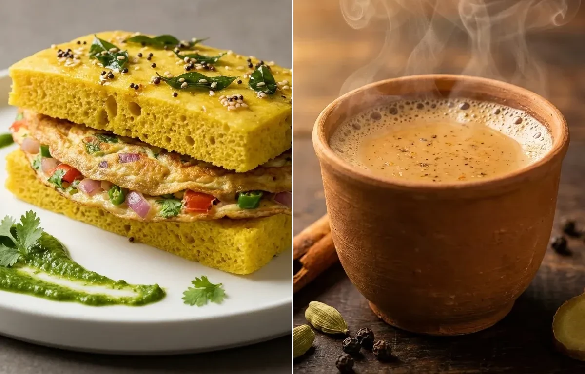 Omelette Dhokla Sandwich