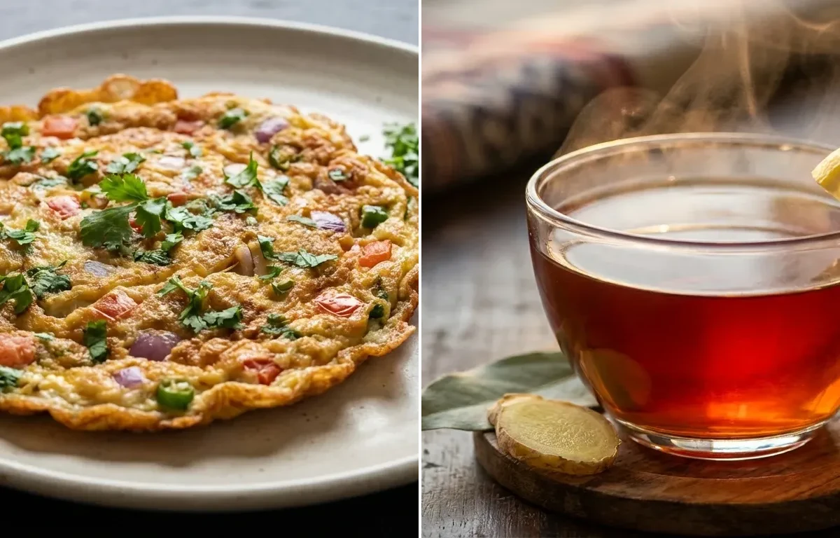 Omelette with Assamese Red Tea