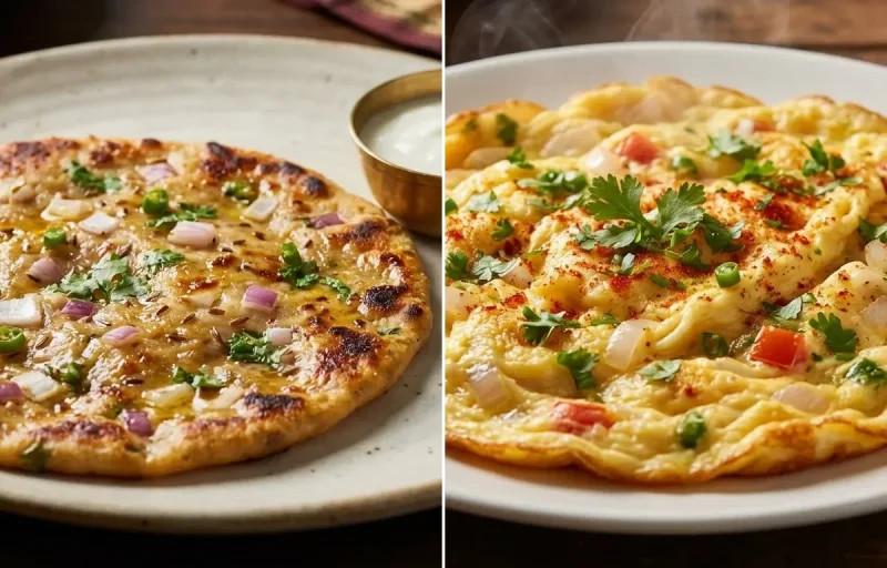 Onion Koki with Masala Omelette