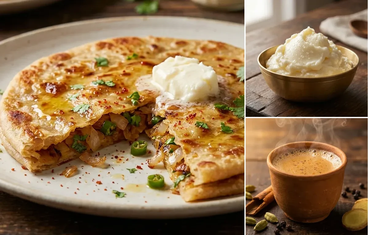 Onion Paratha with White Butter