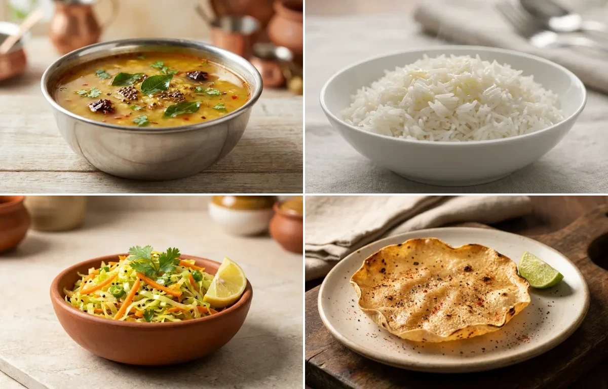 Osaman with Steamed Basmati Rice and Cabbage Sambharo