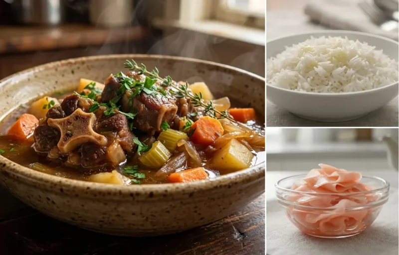 Oxtail Soup with Steamed Basmati Rice and Pickled Ginger